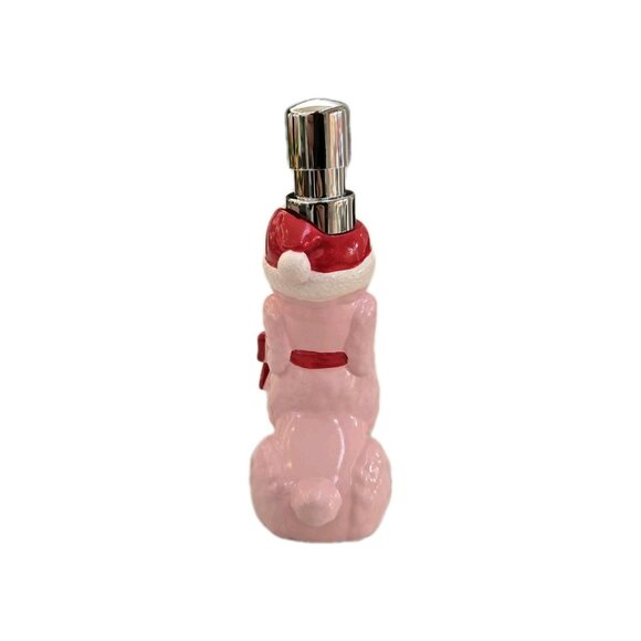 New Merry Christmas Dog Pink Poodle W/ Red Bow & Hat Girly Soap Dispenser Decor - Picture 4 of 4